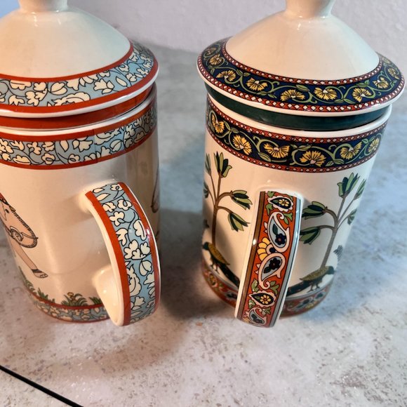 Lot of 2 World Market Tea Infuser 3 Piece Mugs - Picture 11 of 15